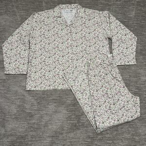 The Vermont Country Store Pajama Set Womens 1X Pink Floral Cotton Sleepwear